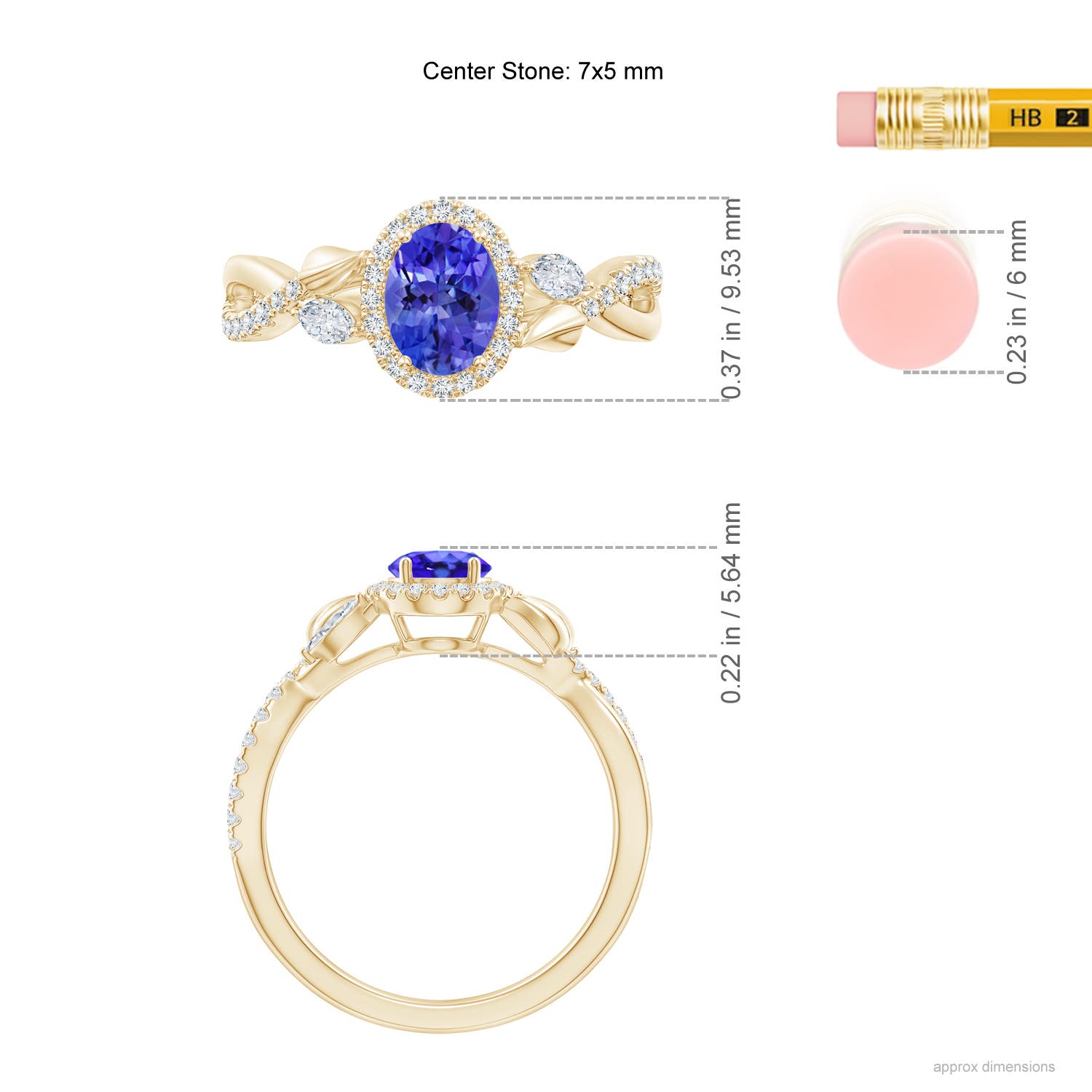 AAA - Tanzanite / 1.32 CT / 14 KT Yellow Gold