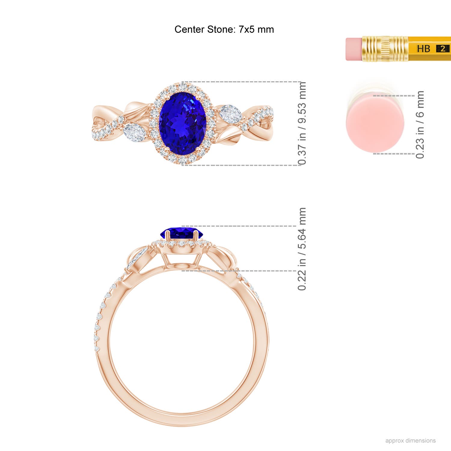 AAAA - Tanzanite / 1.32 CT / 14 KT Rose Gold