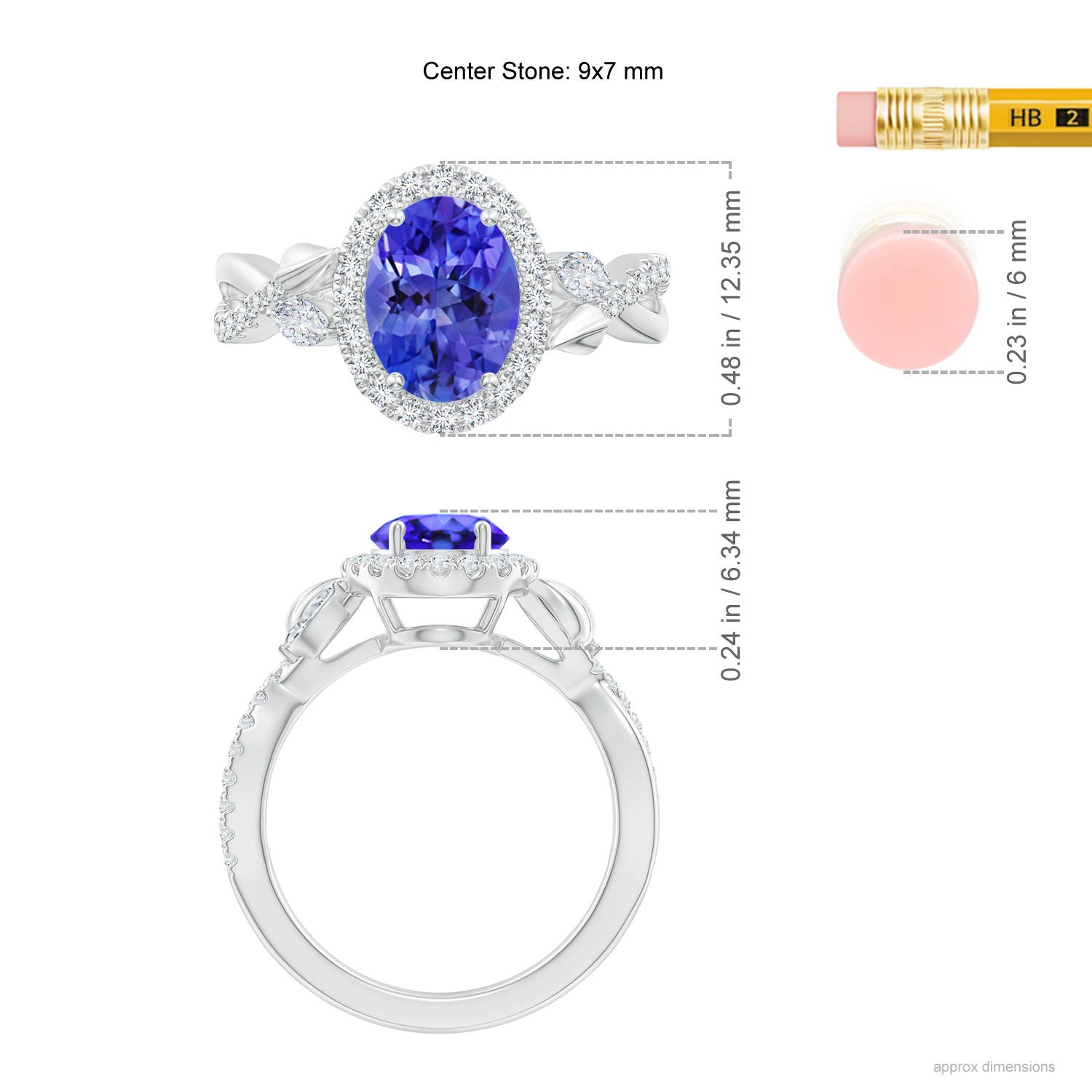 AAA - Tanzanite / 2.49 CT / 14 KT White Gold