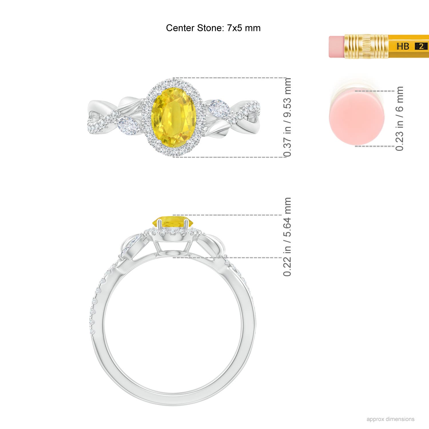 AA - Yellow Sapphire / 1.4 CT / 14 KT White Gold