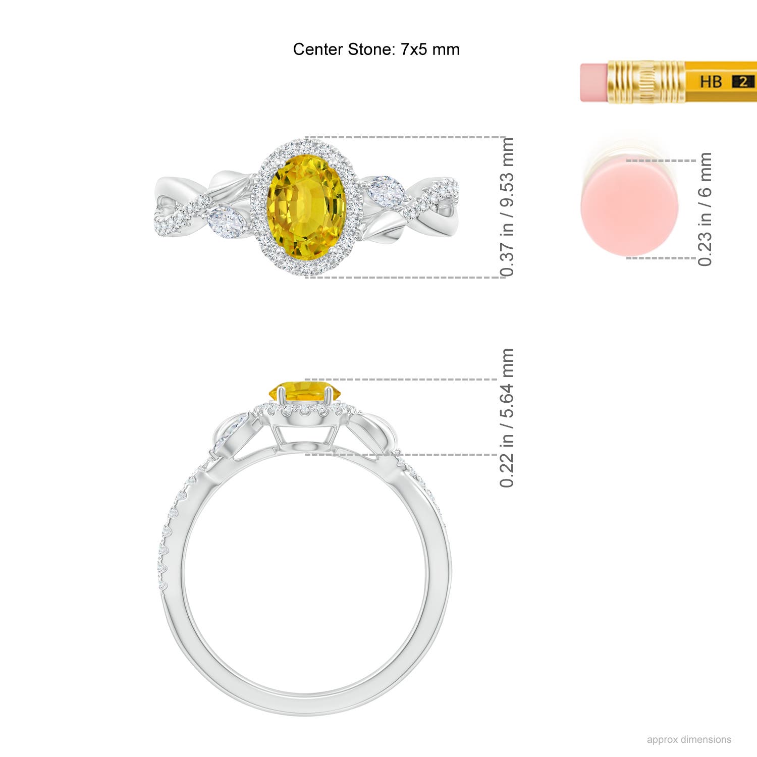 AAAA - Yellow Sapphire / 1.4 CT / 14 KT White Gold