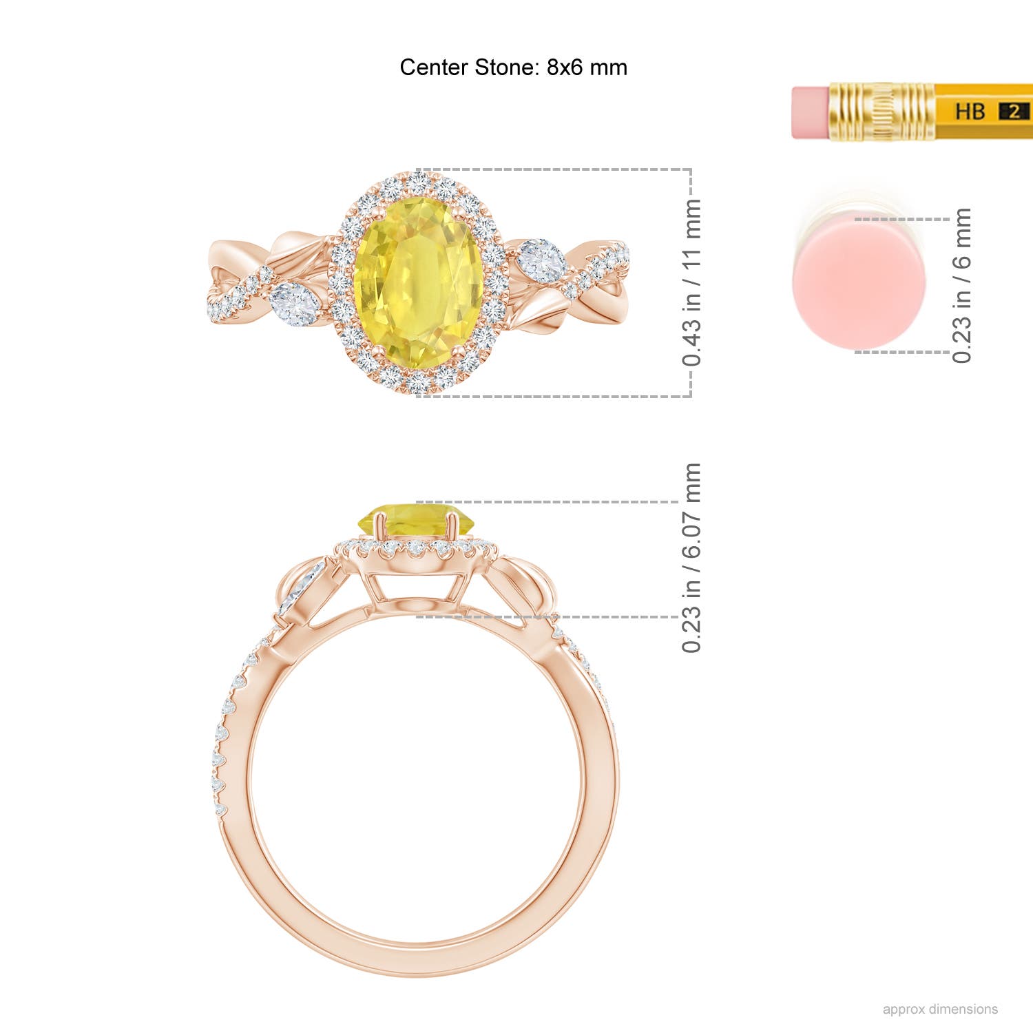 A - Yellow Sapphire / 1.92 CT / 14 KT Rose Gold