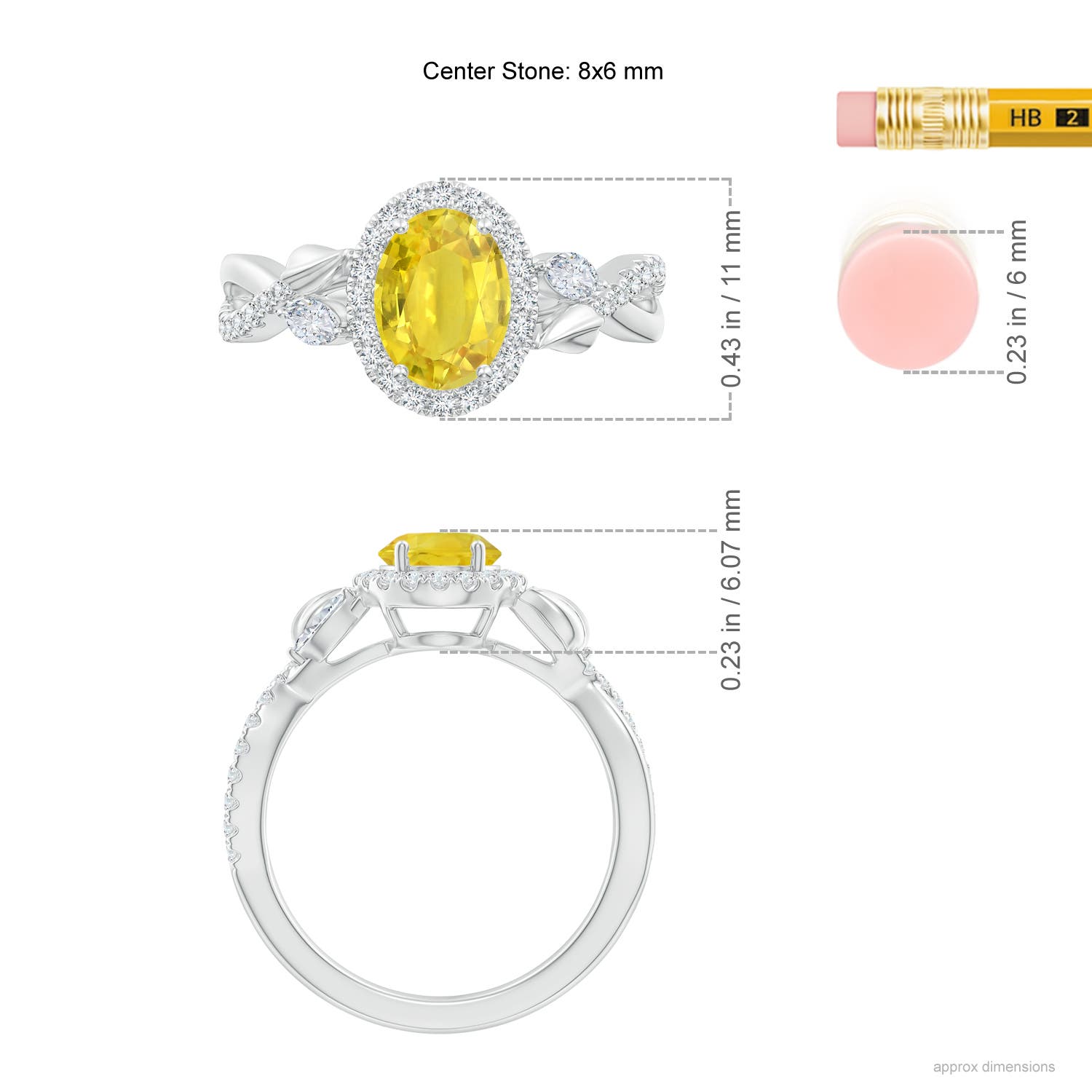 AA - Yellow Sapphire / 1.92 CT / 14 KT White Gold