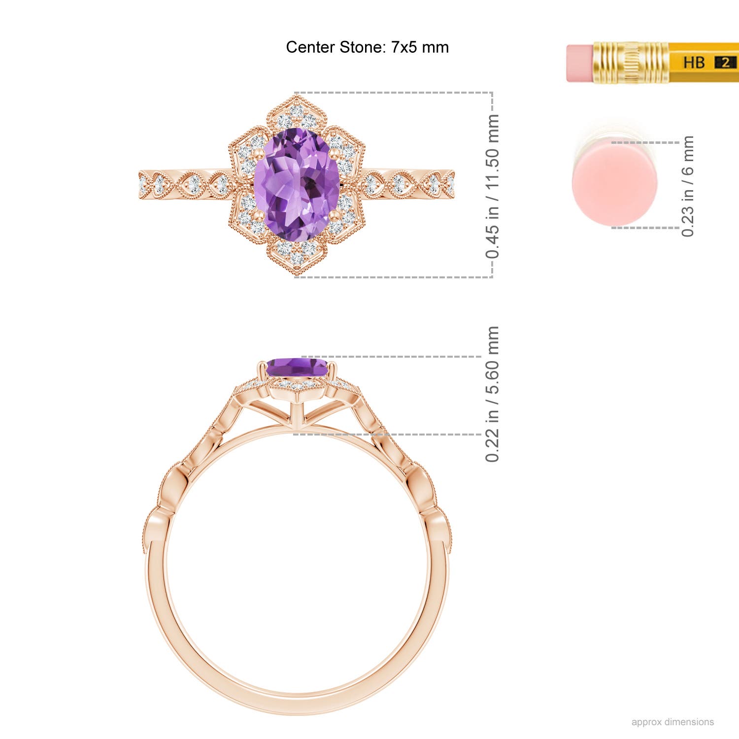 A - Amethyst / 0.84 CT / 14 KT Rose Gold