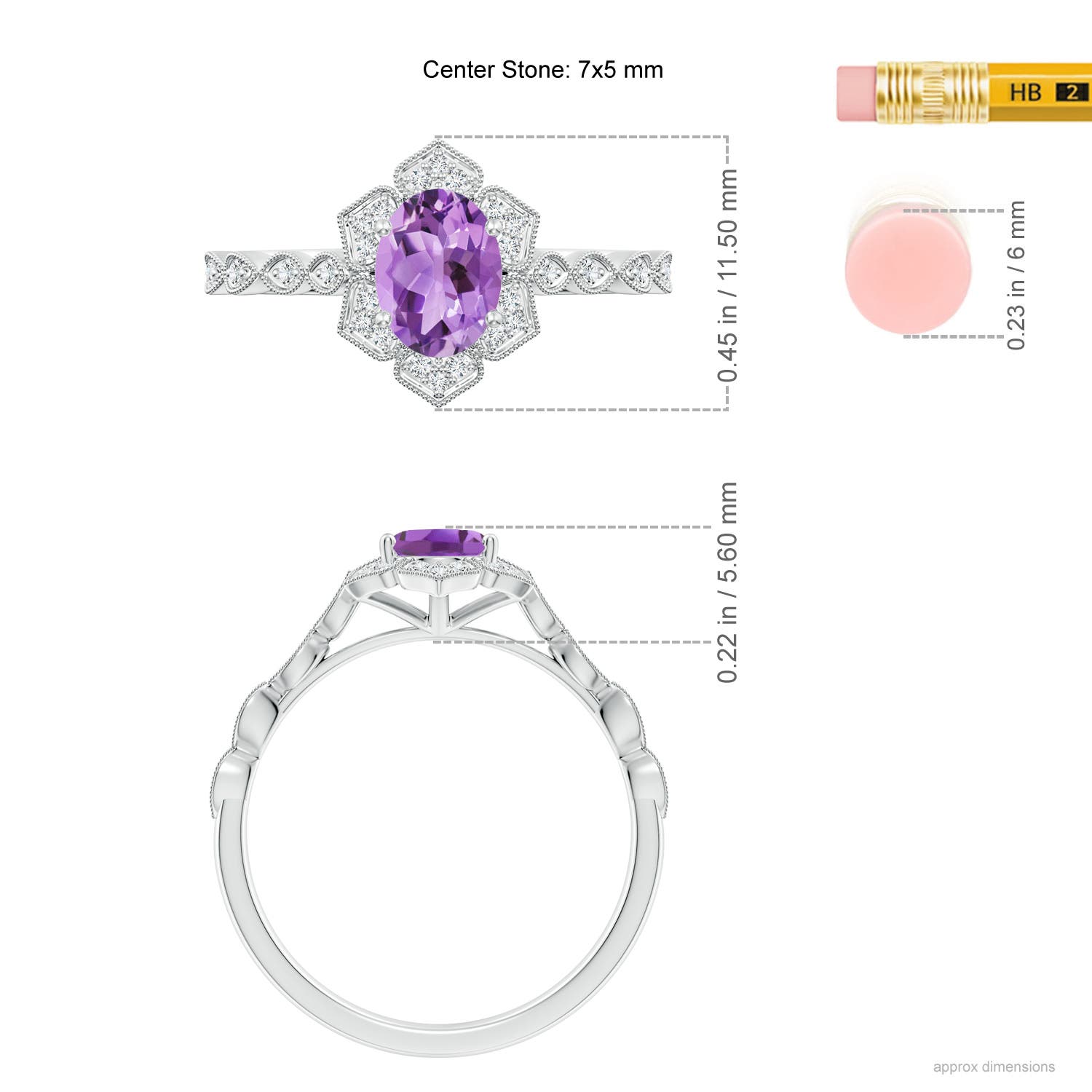 A - Amethyst / 0.84 CT / 14 KT White Gold