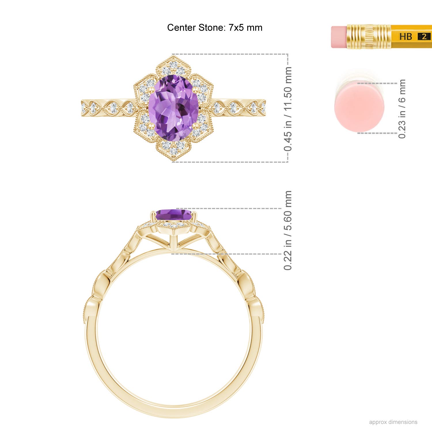 A - Amethyst / 0.84 CT / 14 KT Yellow Gold