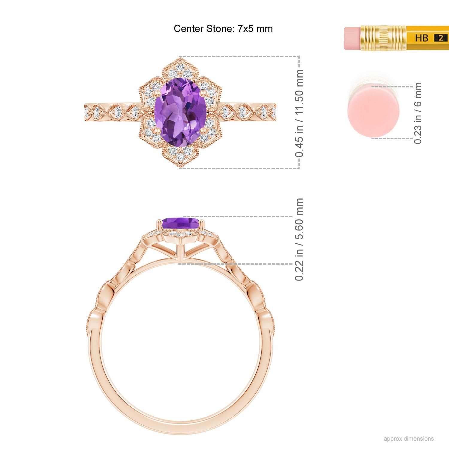 AA - Amethyst / 0.84 CT / 14 KT Rose Gold