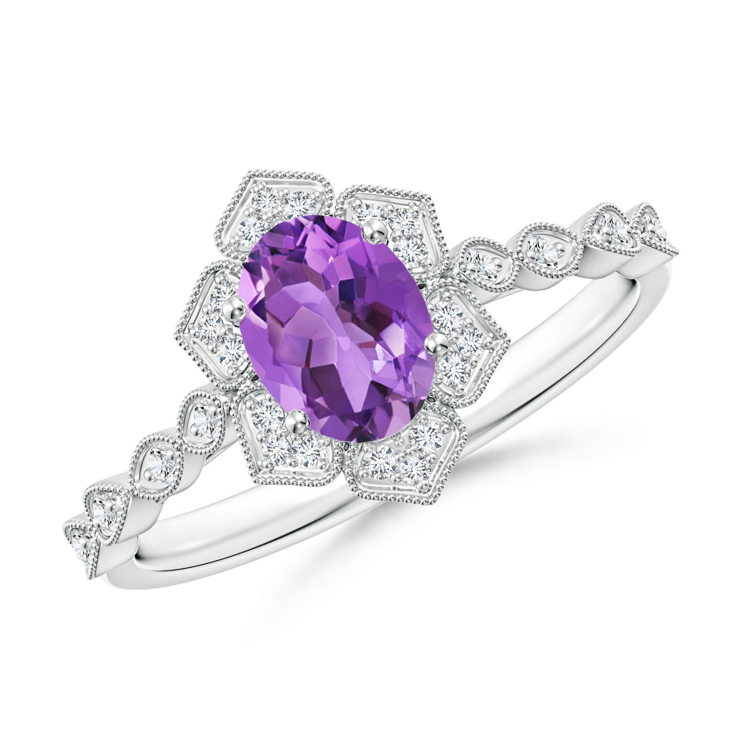 AA - Amethyst / 0.84 CT / 14 KT White Gold