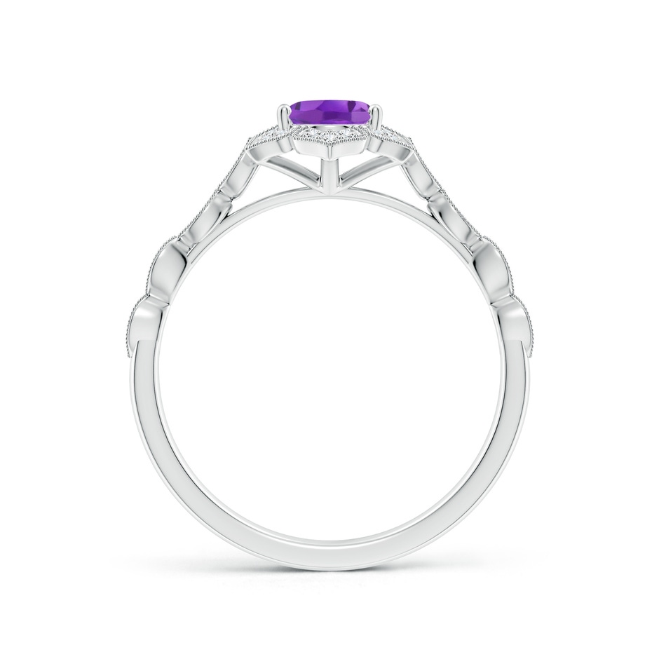 7x5mm AA Oval Amethyst Trillium Floral Shank Ring in White Gold side-1