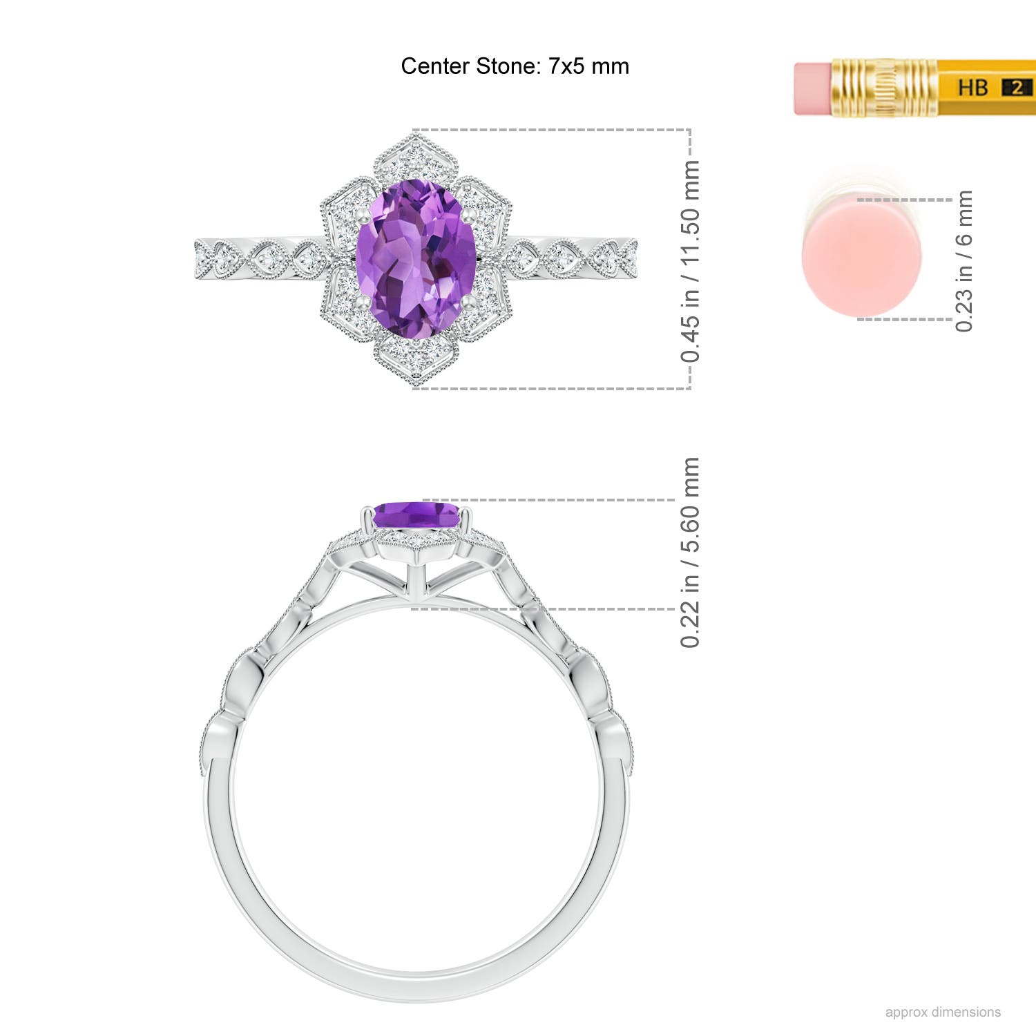 AA - Amethyst / 0.84 CT / 14 KT White Gold