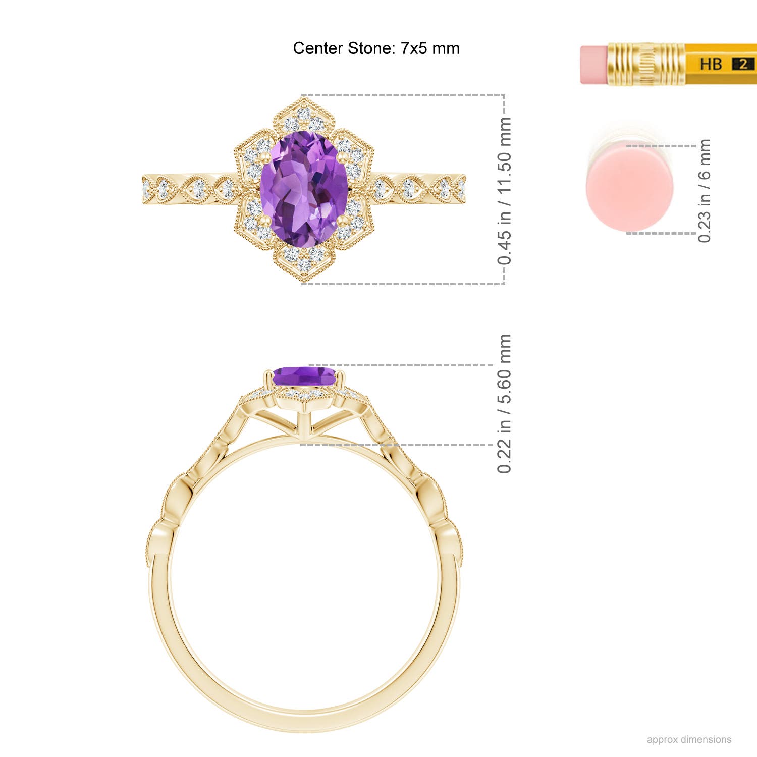 AA - Amethyst / 0.84 CT / 14 KT Yellow Gold