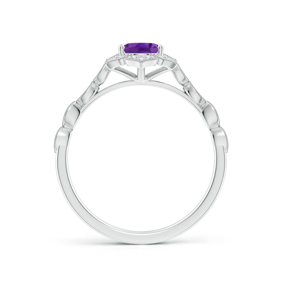 7x5mm AAA Oval Amethyst Trillium Floral Shank Ring in White Gold side-1