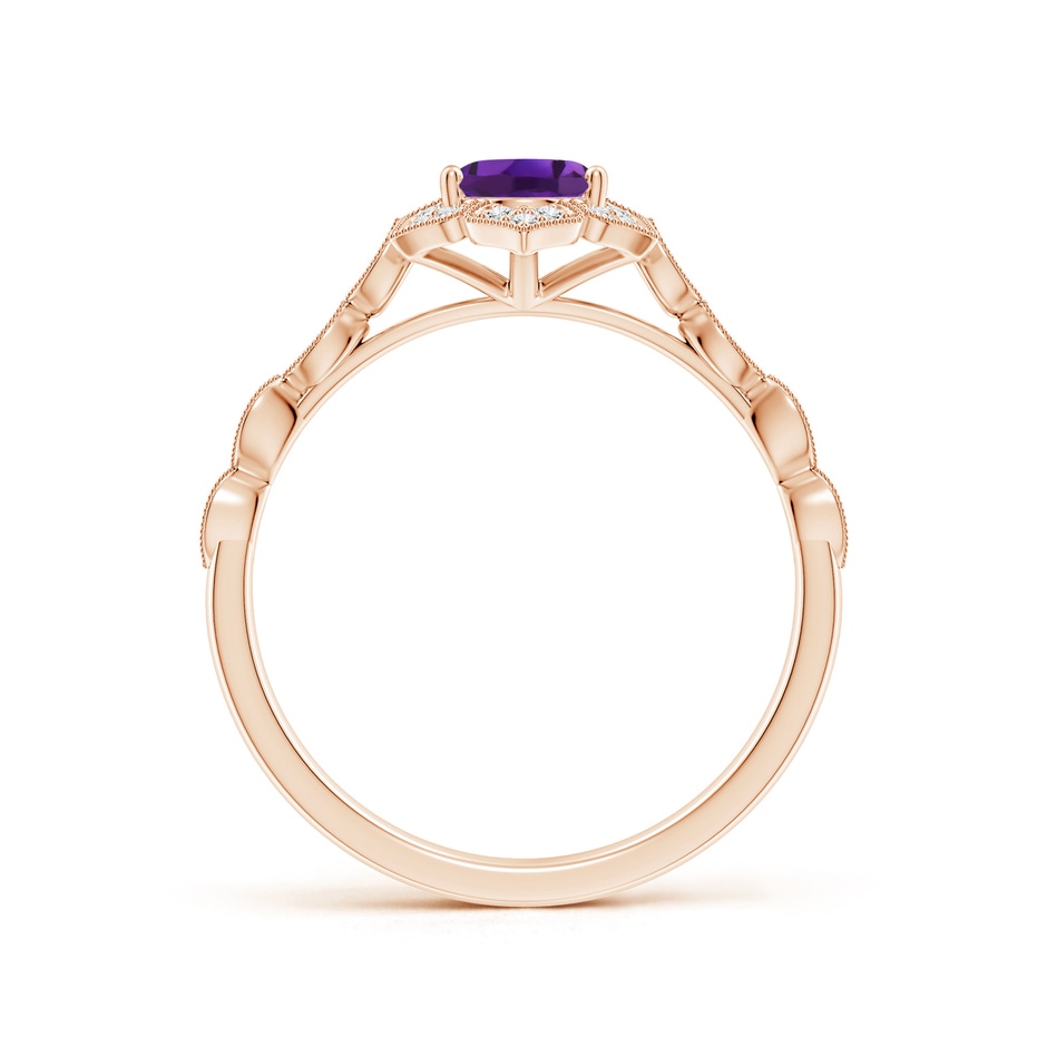 7x5mm AAAA Oval Amethyst Trillium Floral Shank Ring in Rose Gold side-1