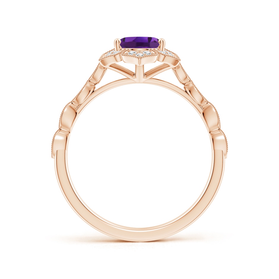 8x6mm AAAA Oval Amethyst Trillium Floral Shank Ring in Rose Gold side-1