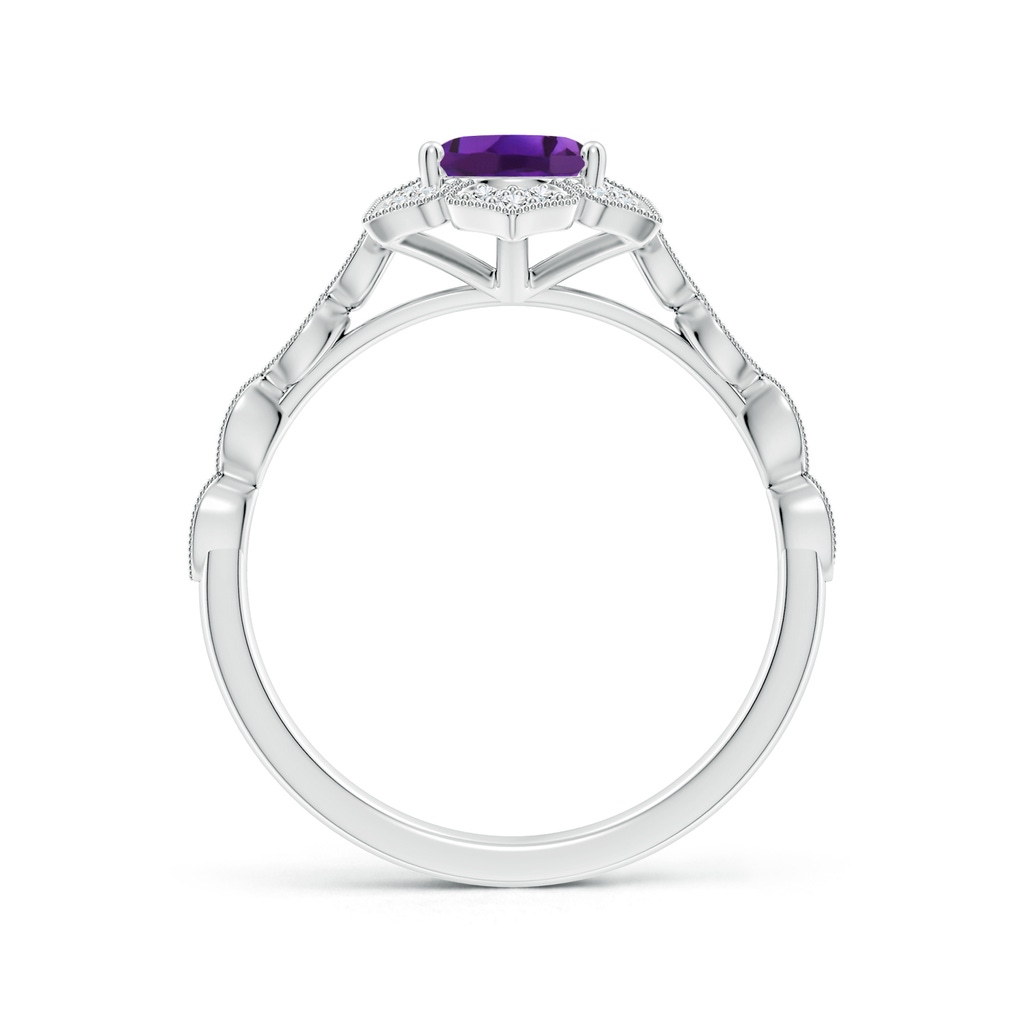 8x6mm AAAA Oval Amethyst Trillium Floral Shank Ring in White Gold - side_1