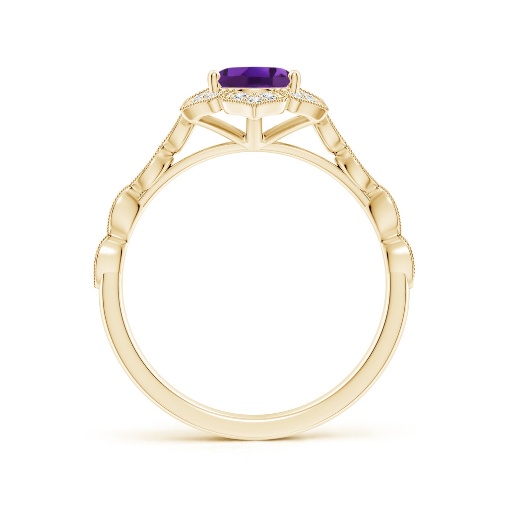 8x6mm AAAA Oval Amethyst Trillium Floral Shank Ring in Yellow Gold - side_1