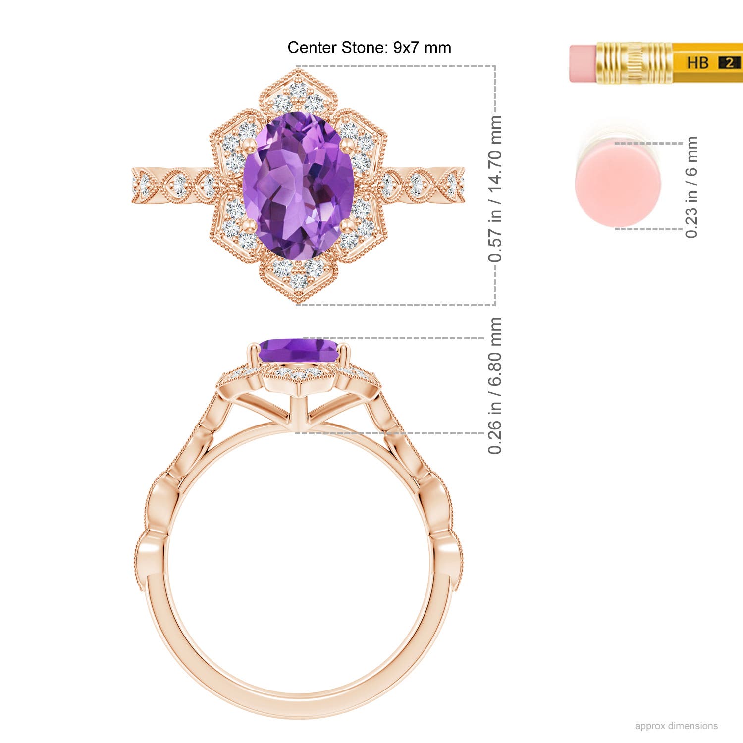 AA - Amethyst / 1.86 CT / 14 KT Rose Gold