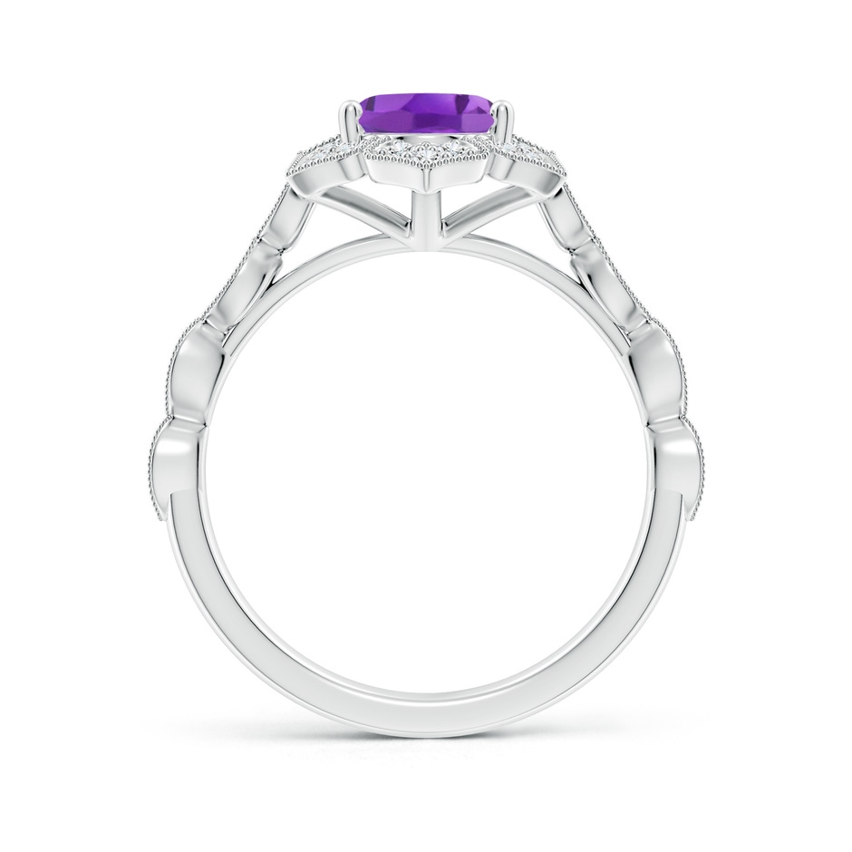 9x7mm AA Oval Amethyst Trillium Floral Shank Ring in White Gold side-1