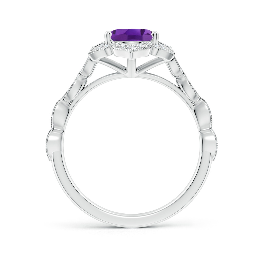 9x7mm AAA Oval Amethyst Trillium Floral Shank Ring in White Gold - side_1