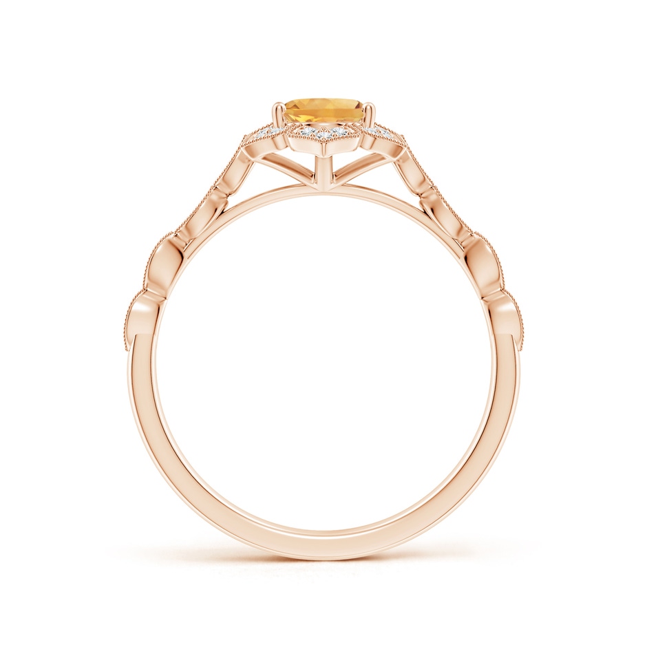 7x5mm A Oval Citrine Trillium Floral Shank Ring in Rose Gold side-1