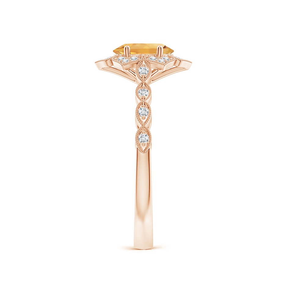 7x5mm A Oval Citrine Trillium Floral Shank Ring in Rose Gold side-2