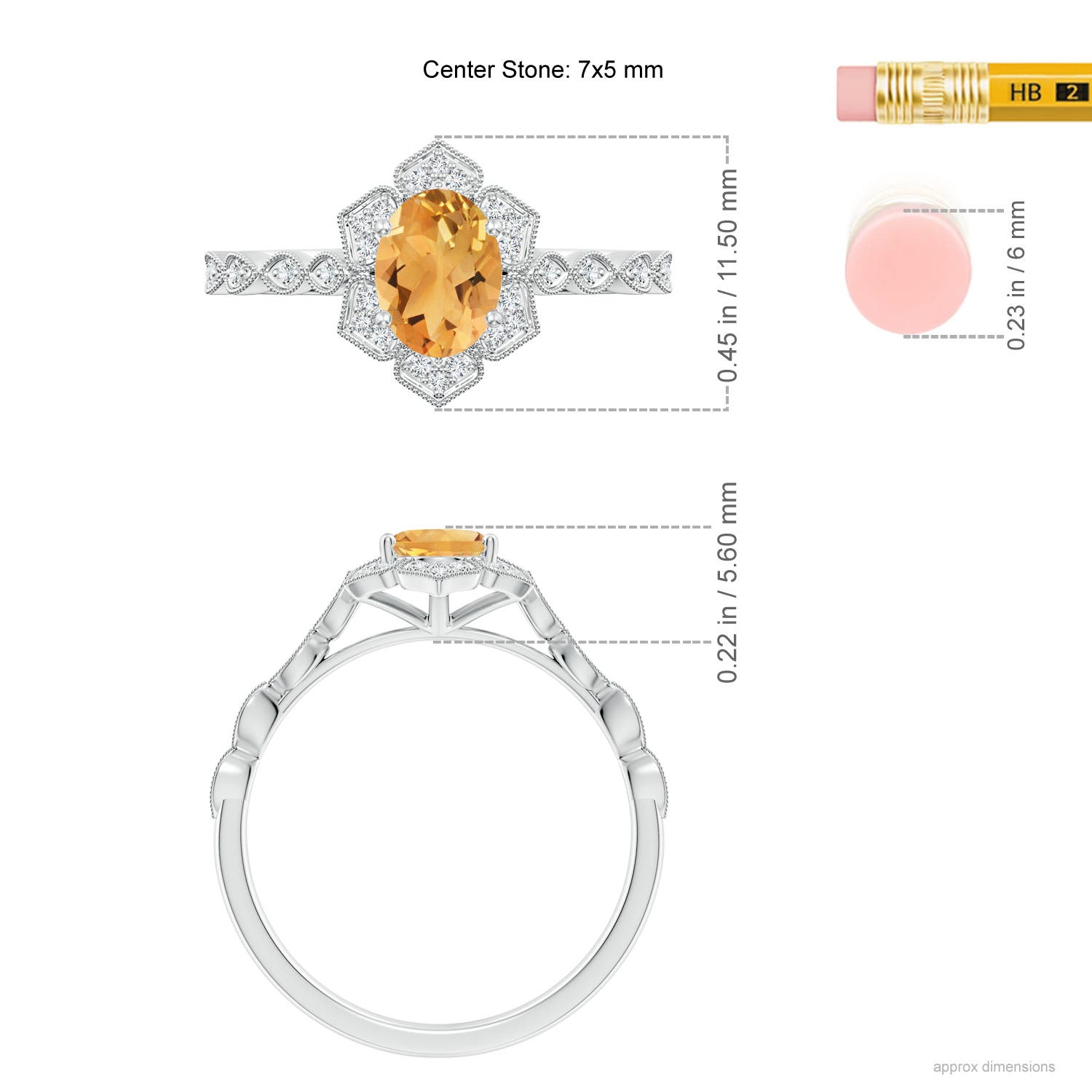 A - Citrine / 0.88 CT / 14 KT White Gold