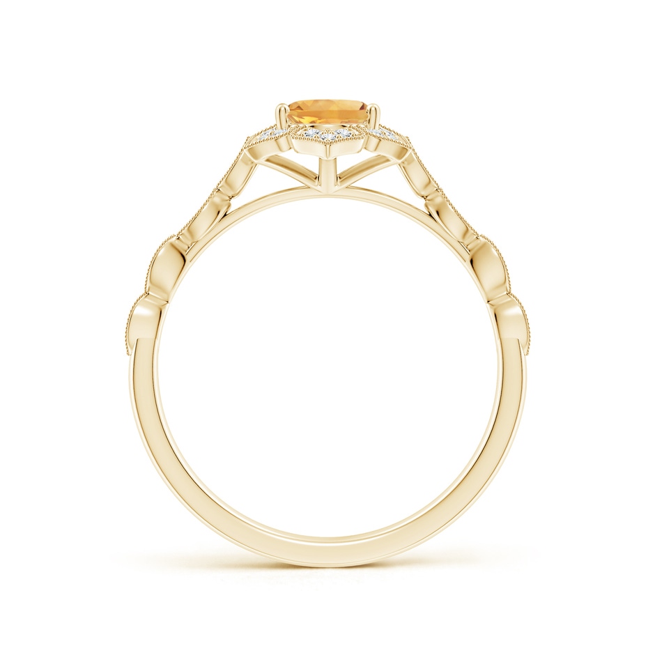 7x5mm A Oval Citrine Trillium Floral Shank Ring in Yellow Gold side-1