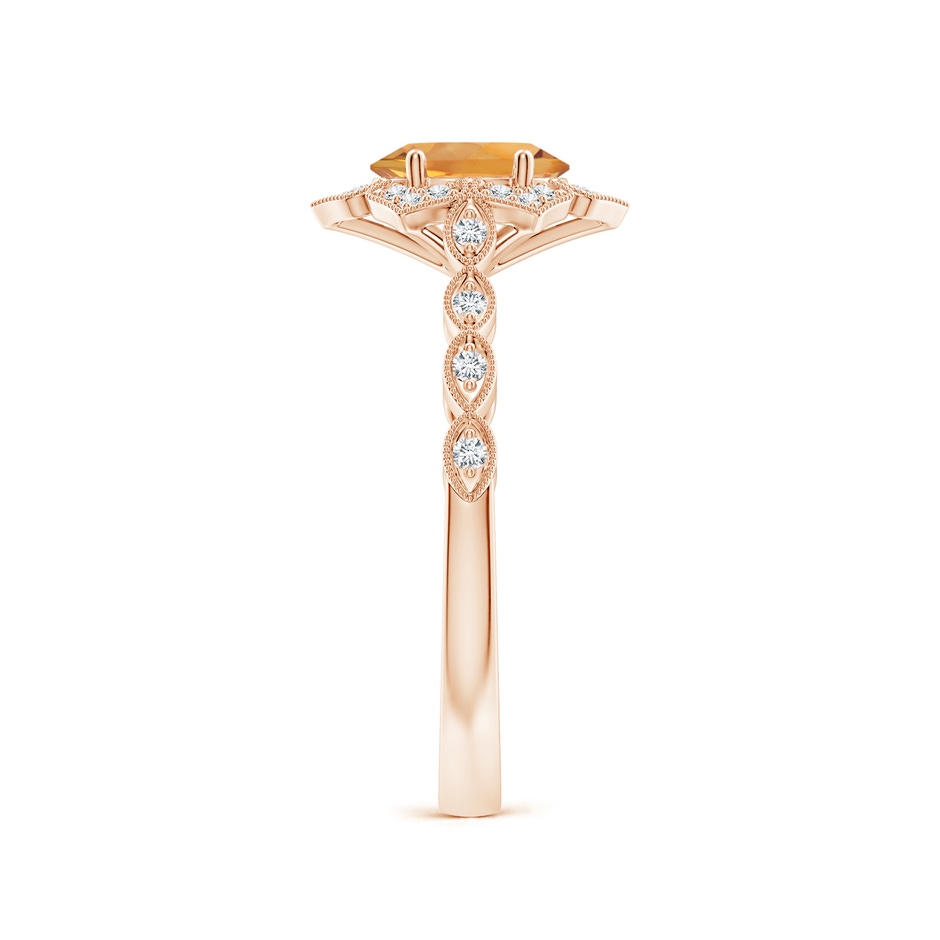 7x5mm AA Oval Citrine Trillium Floral Shank Ring in Rose Gold side-2