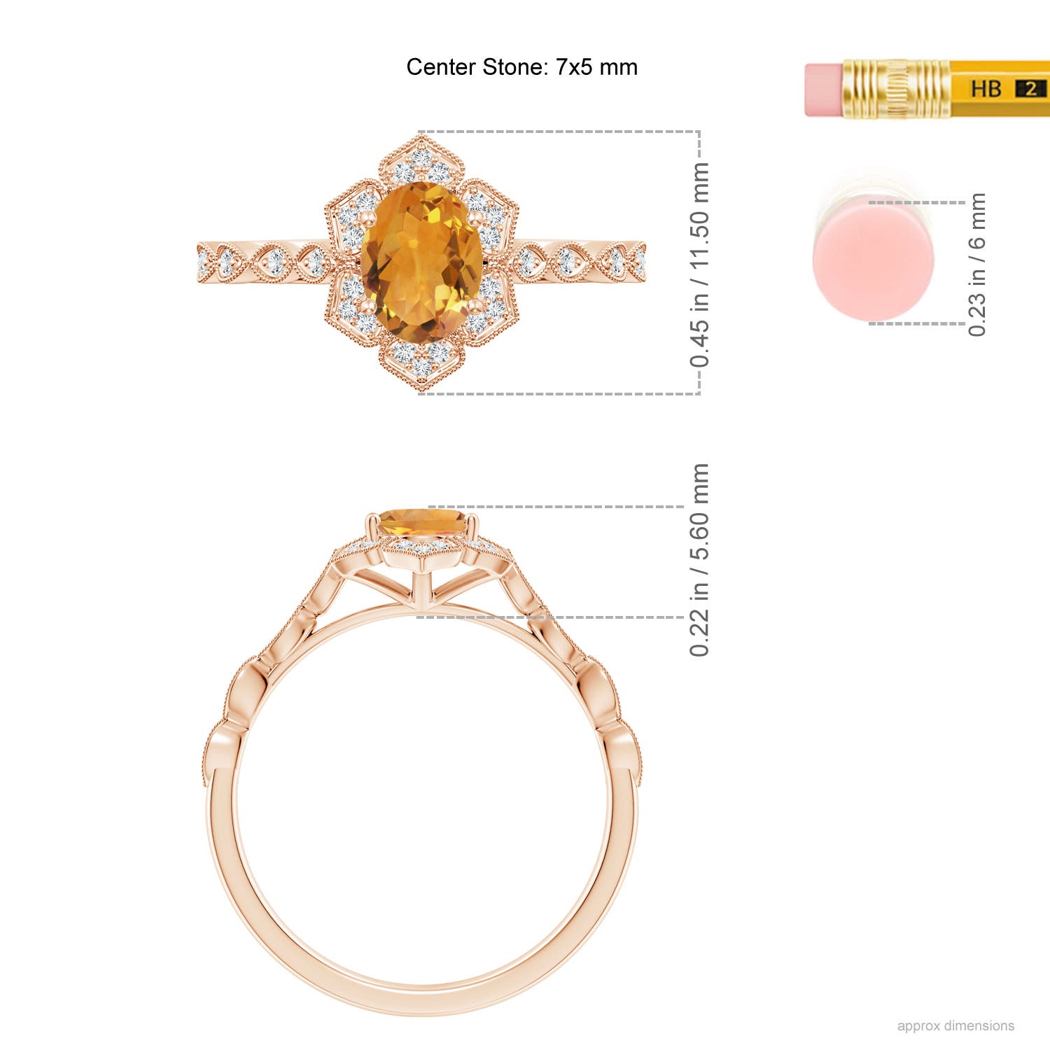 AA - Citrine / 0.88 CT / 14 KT Rose Gold