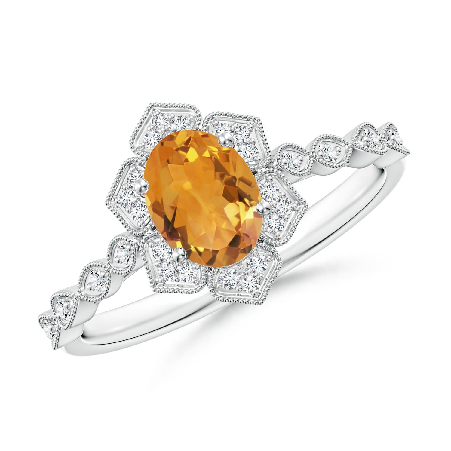 AA - Citrine / 0.88 CT / 14 KT White Gold