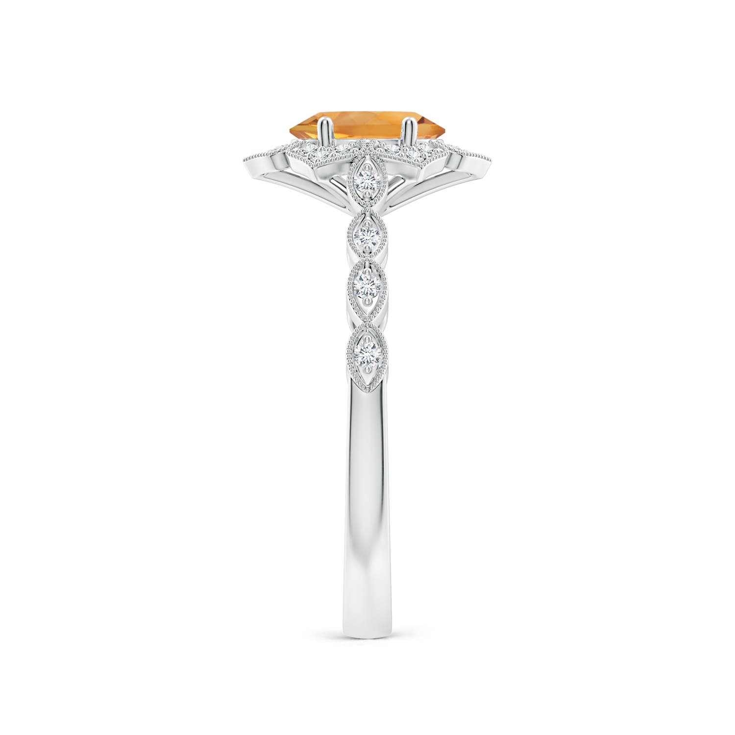 AA - Citrine / 0.88 CT / 14 KT White Gold