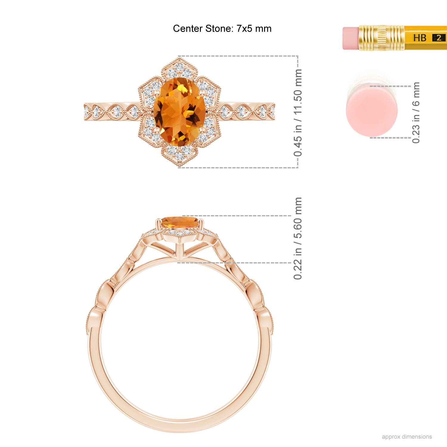 AAA - Citrine / 0.88 CT / 14 KT Rose Gold