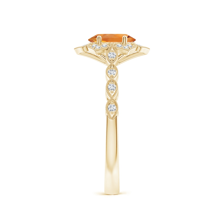 7x5mm AAA Oval Citrine Trillium Floral Shank Ring in Yellow Gold side-2