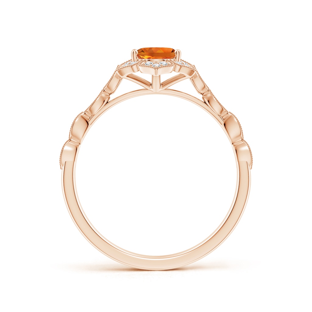 7x5mm AAAA Oval Citrine Trillium Floral Shank Ring in Rose Gold - side_1