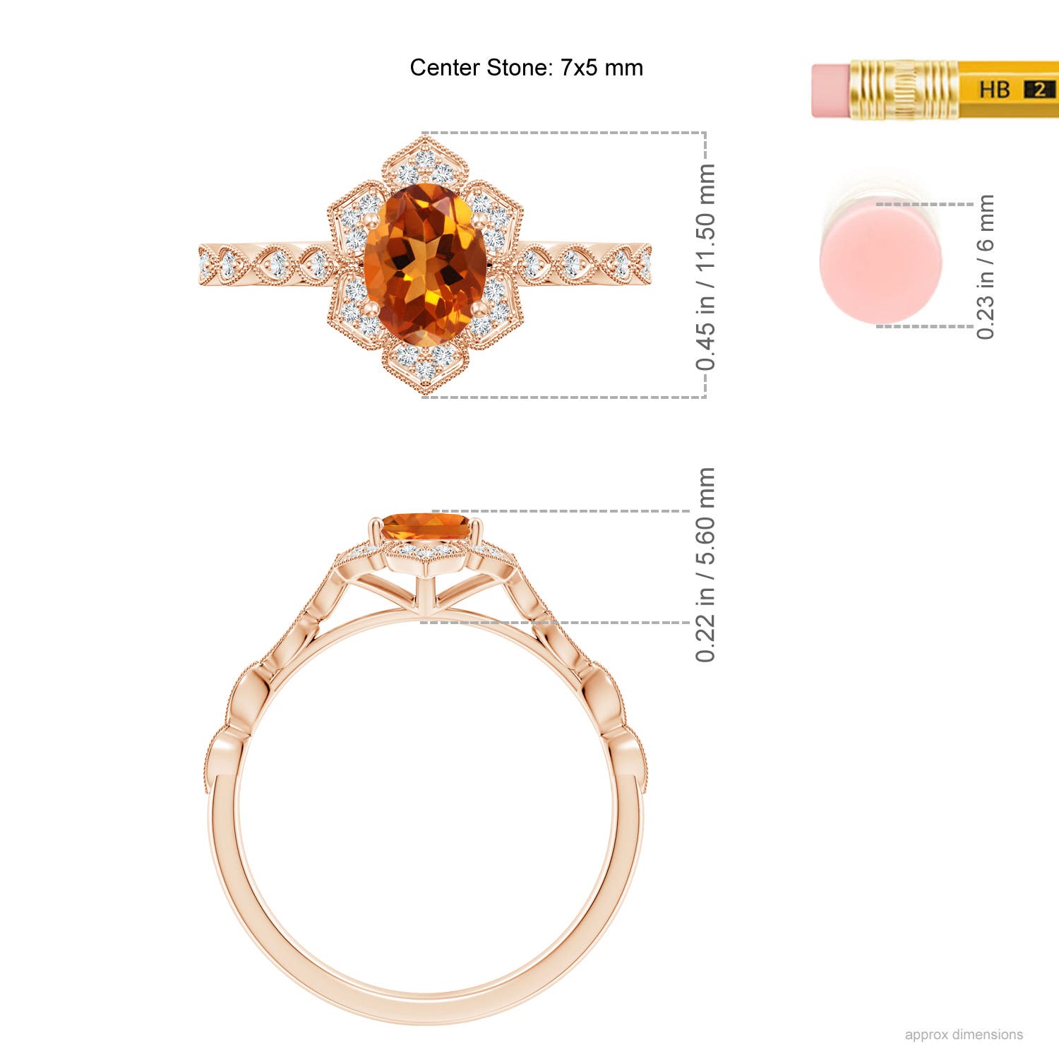 AAAA - Citrine / 0.88 CT / 14 KT Rose Gold