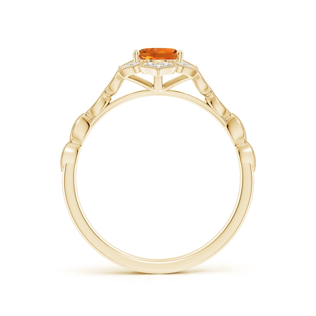 7x5mm AAAA Oval Citrine Trillium Floral Shank Ring in Yellow Gold - side_1