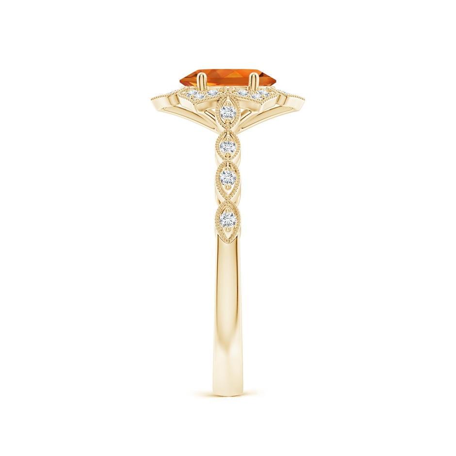 7x5mm AAAA Oval Citrine Trillium Floral Shank Ring in Yellow Gold side-2