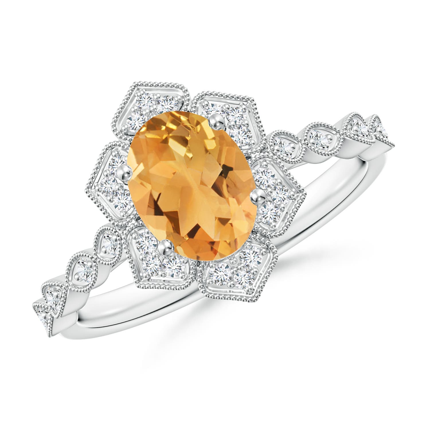 A - Citrine / 1.28 CT / 14 KT White Gold