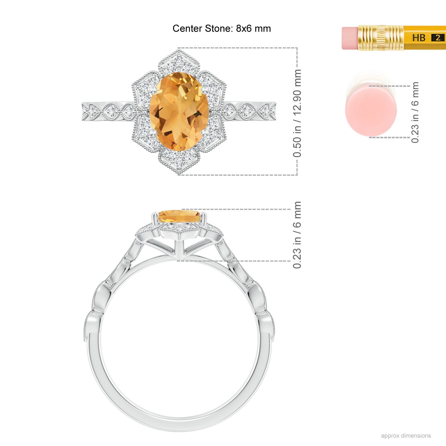 A - Citrine / 1.28 CT / 14 KT White Gold