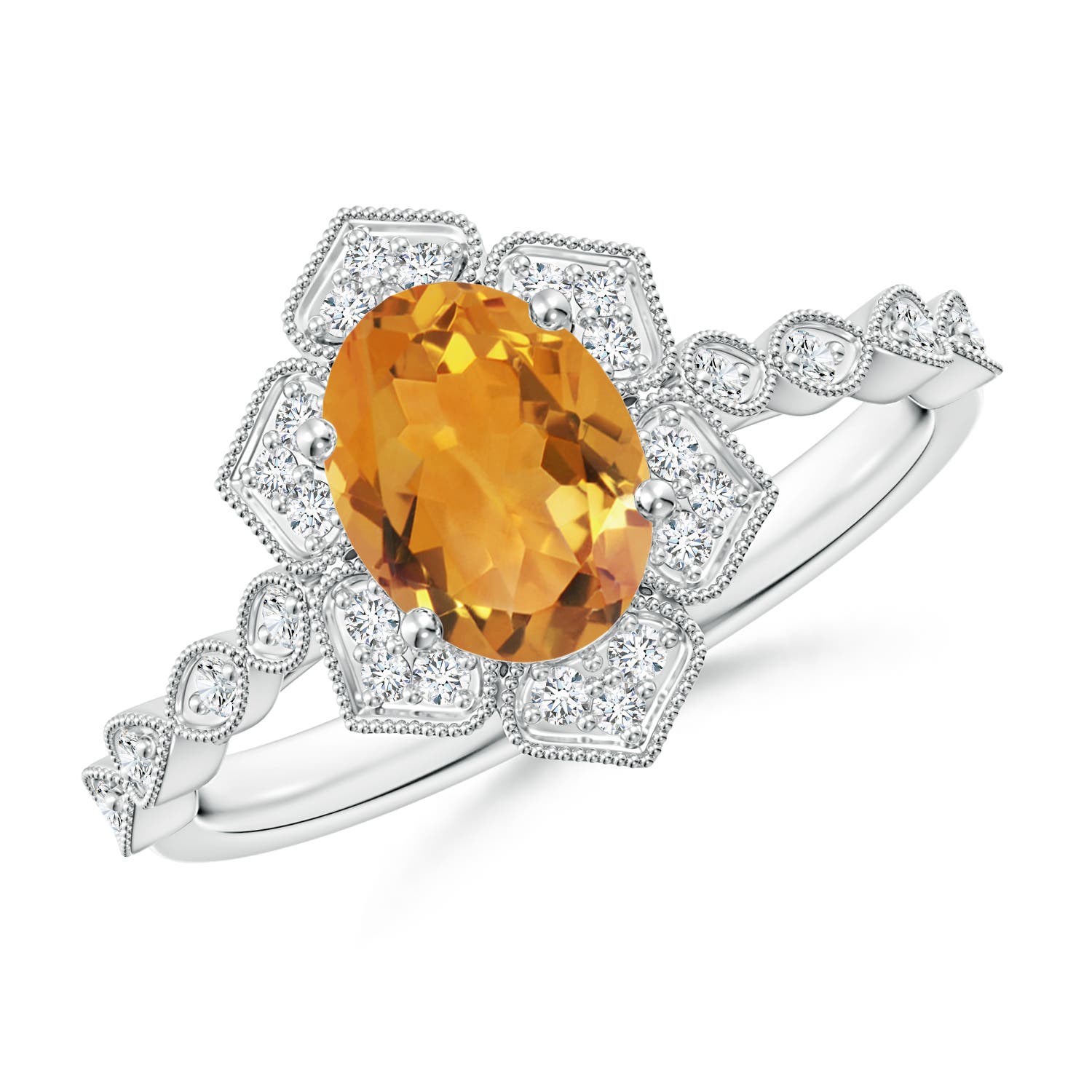 AA - Citrine / 1.28 CT / 14 KT White Gold