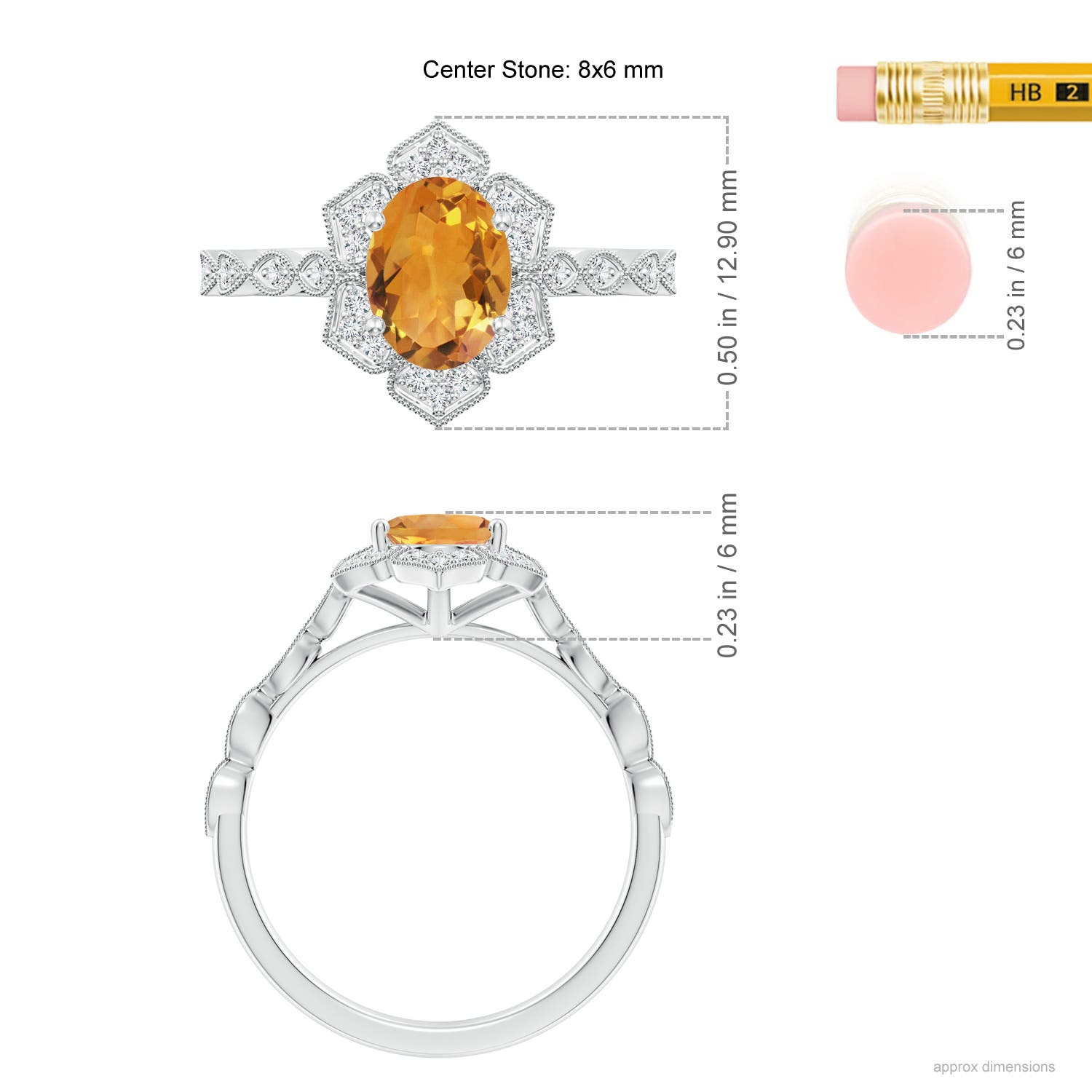 AA - Citrine / 1.28 CT / 14 KT White Gold