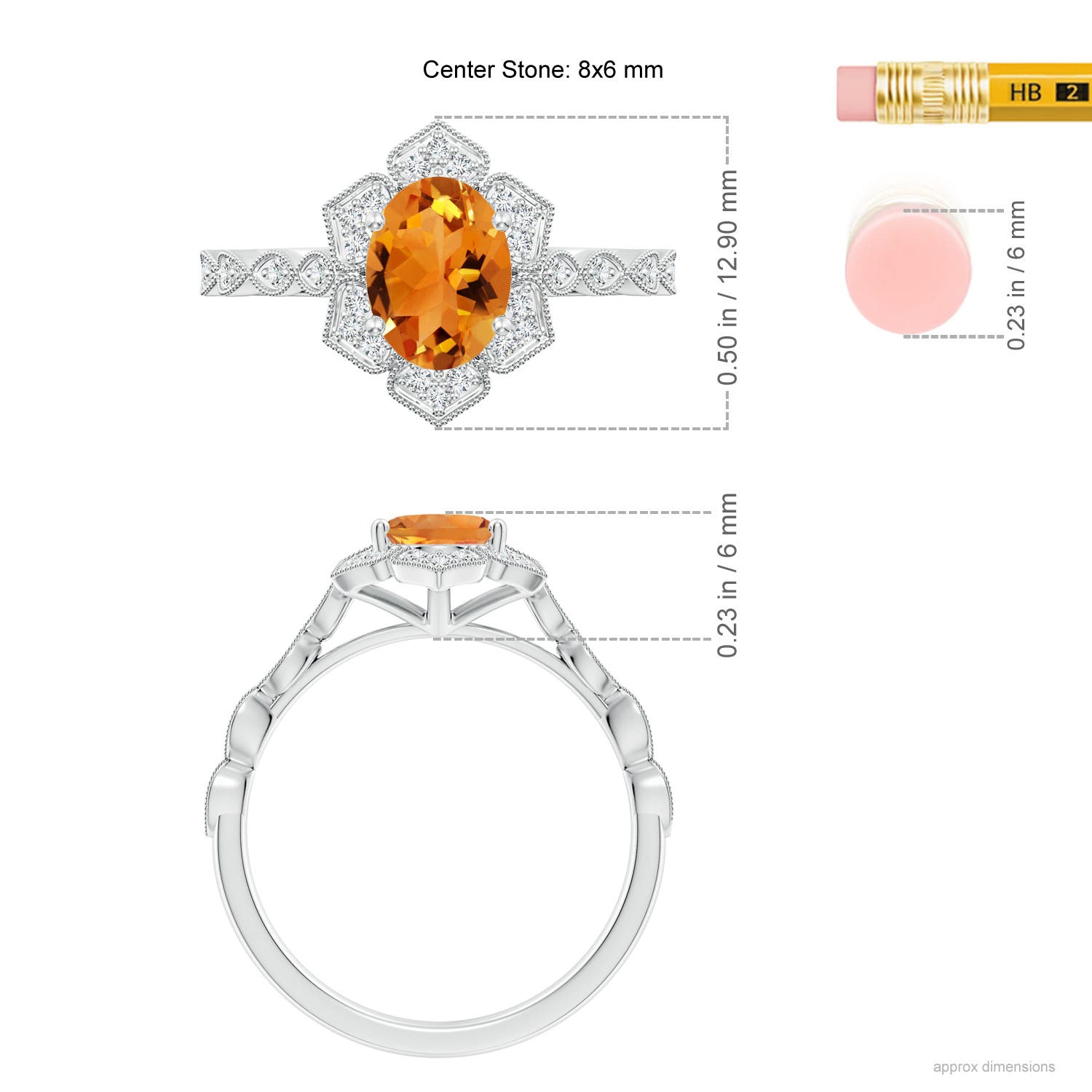 AAA - Citrine / 1.28 CT / 14 KT White Gold