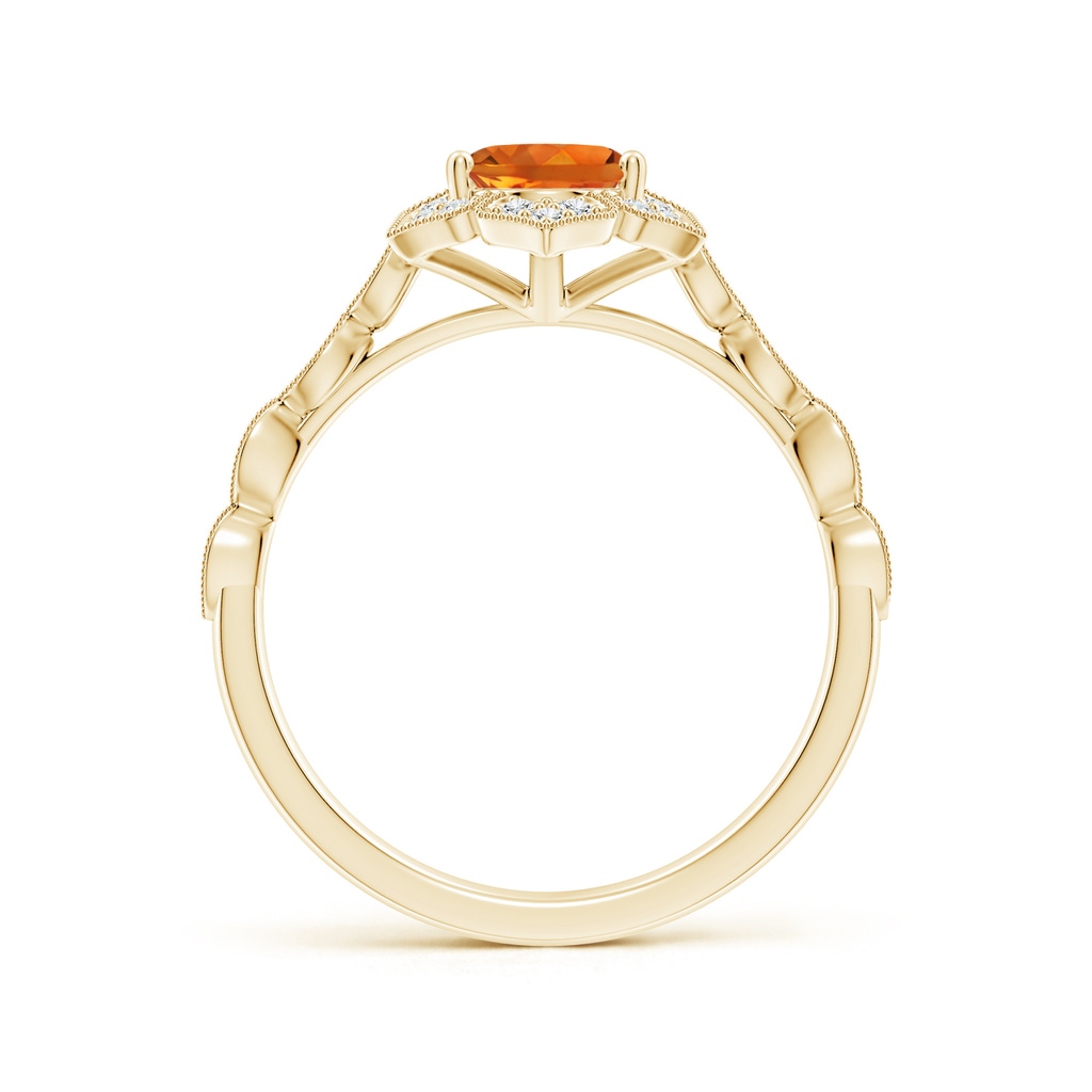 8x6mm AAAA Oval Citrine Trillium Floral Shank Ring in Yellow Gold - side_1