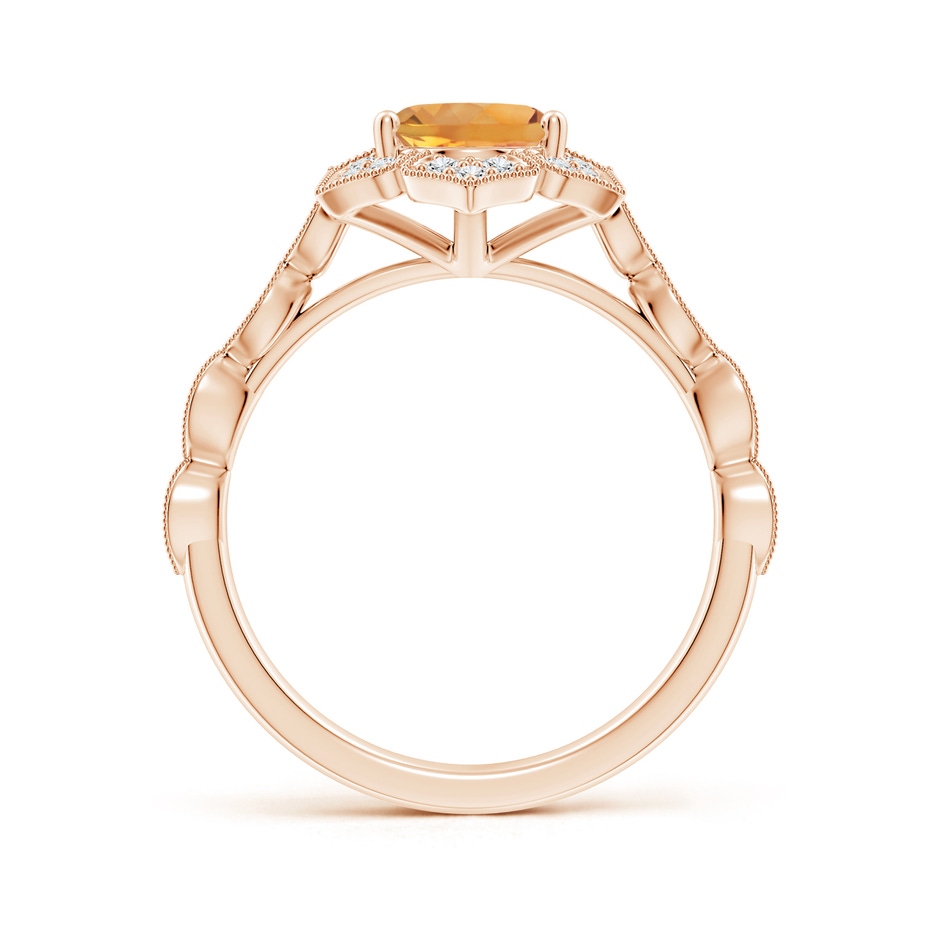 9x7mm AA Oval Citrine Trillium Floral Shank Ring in Rose Gold side-1