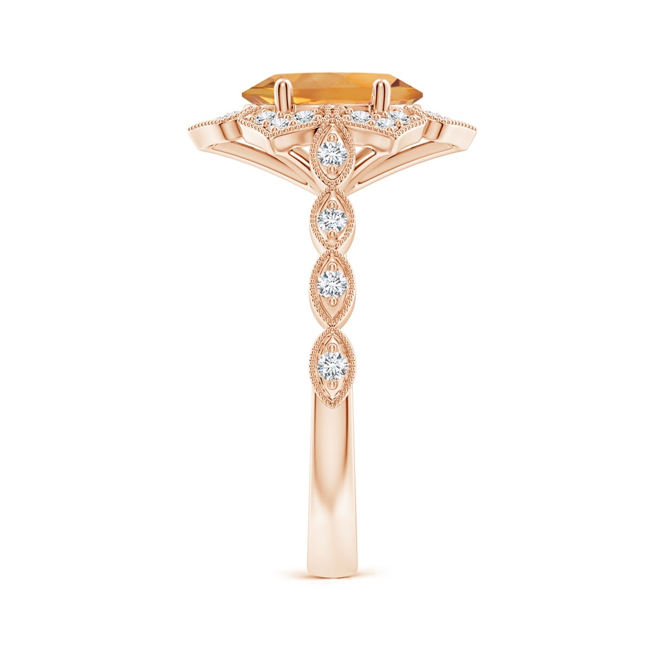 9x7mm AA Oval Citrine Trillium Floral Shank Ring in Rose Gold side-2