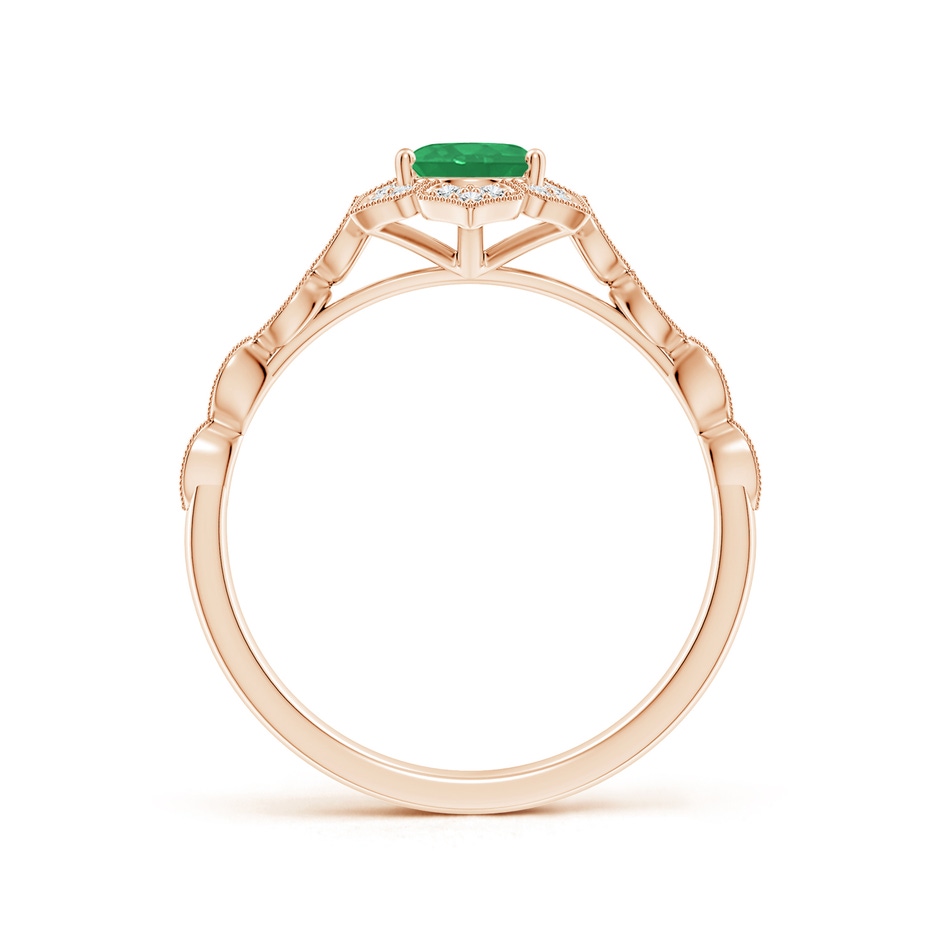 7x5mm A Oval Emerald Trillium Floral Shank Ring in Rose Gold side-1