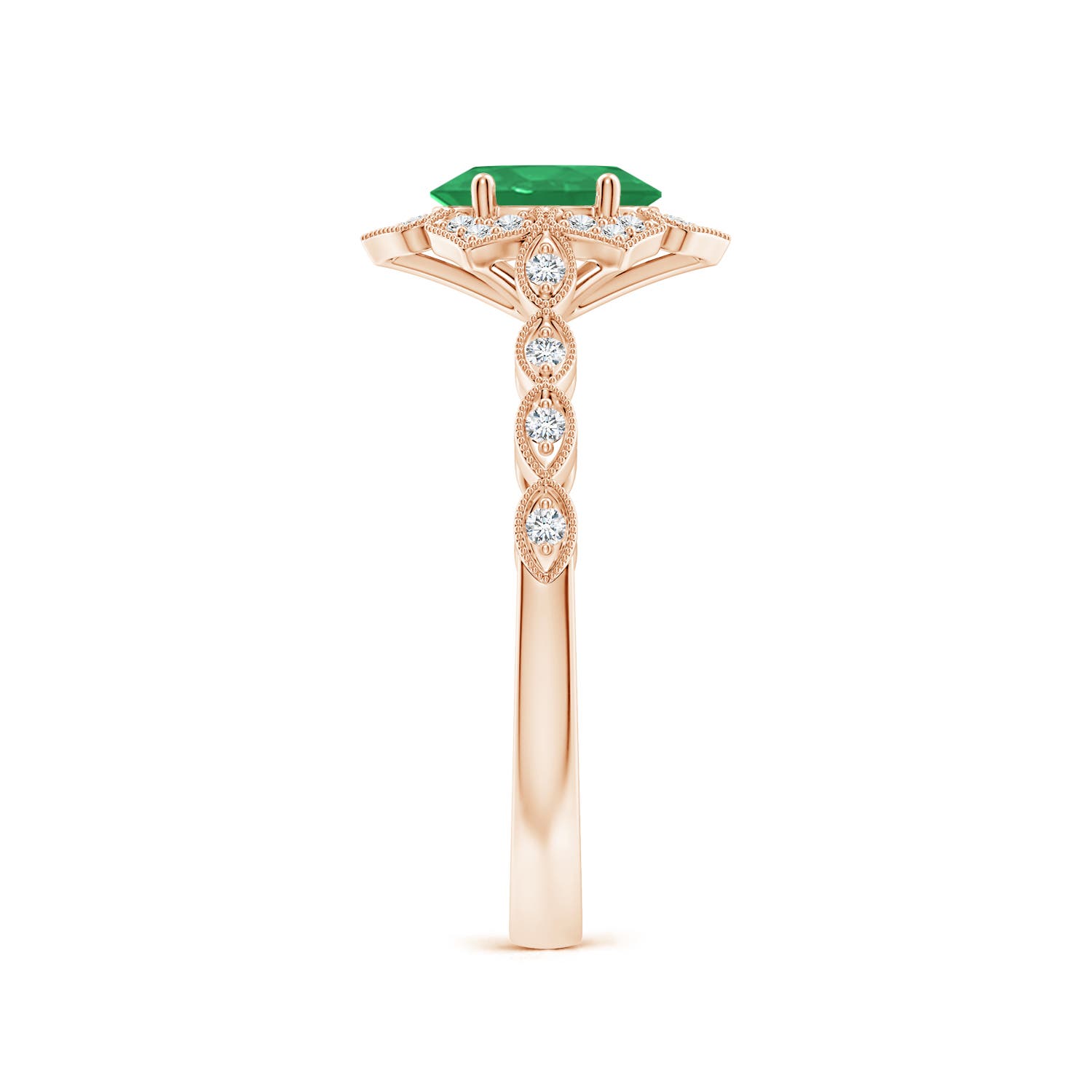 A - Emerald / 0.8 CT / 14 KT Rose Gold