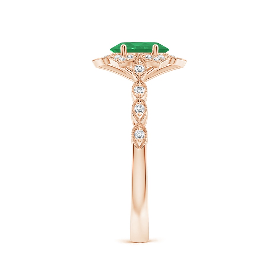 7x5mm A Oval Emerald Trillium Floral Shank Ring in Rose Gold side-2