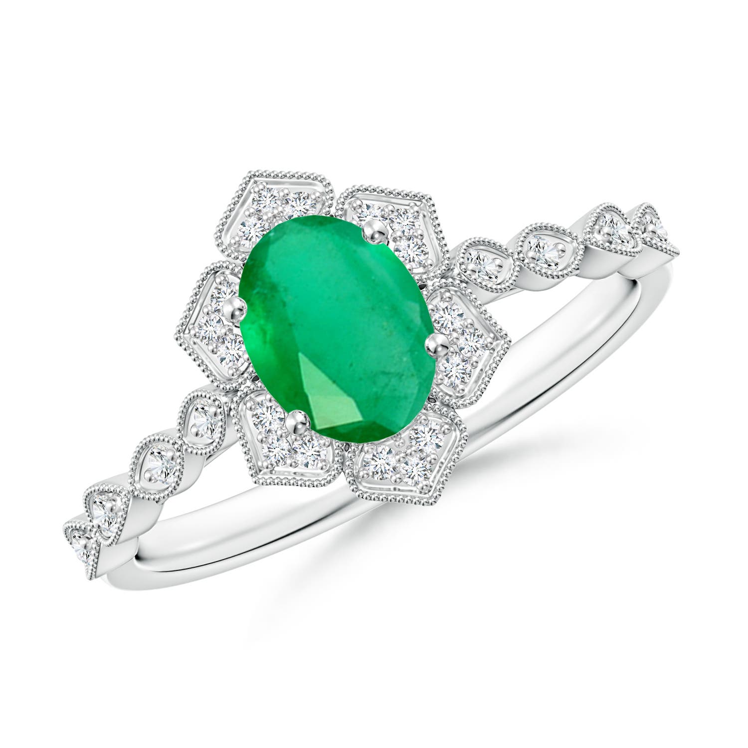 A - Emerald / 0.8 CT / 14 KT White Gold