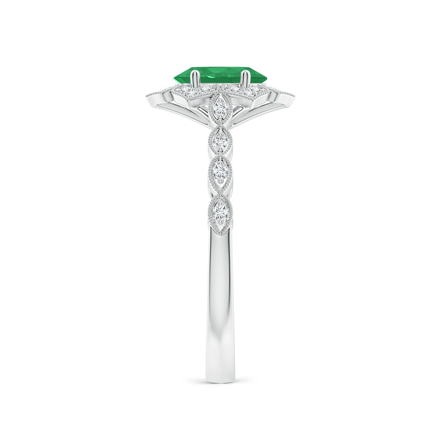 A - Emerald / 0.8 CT / 14 KT White Gold